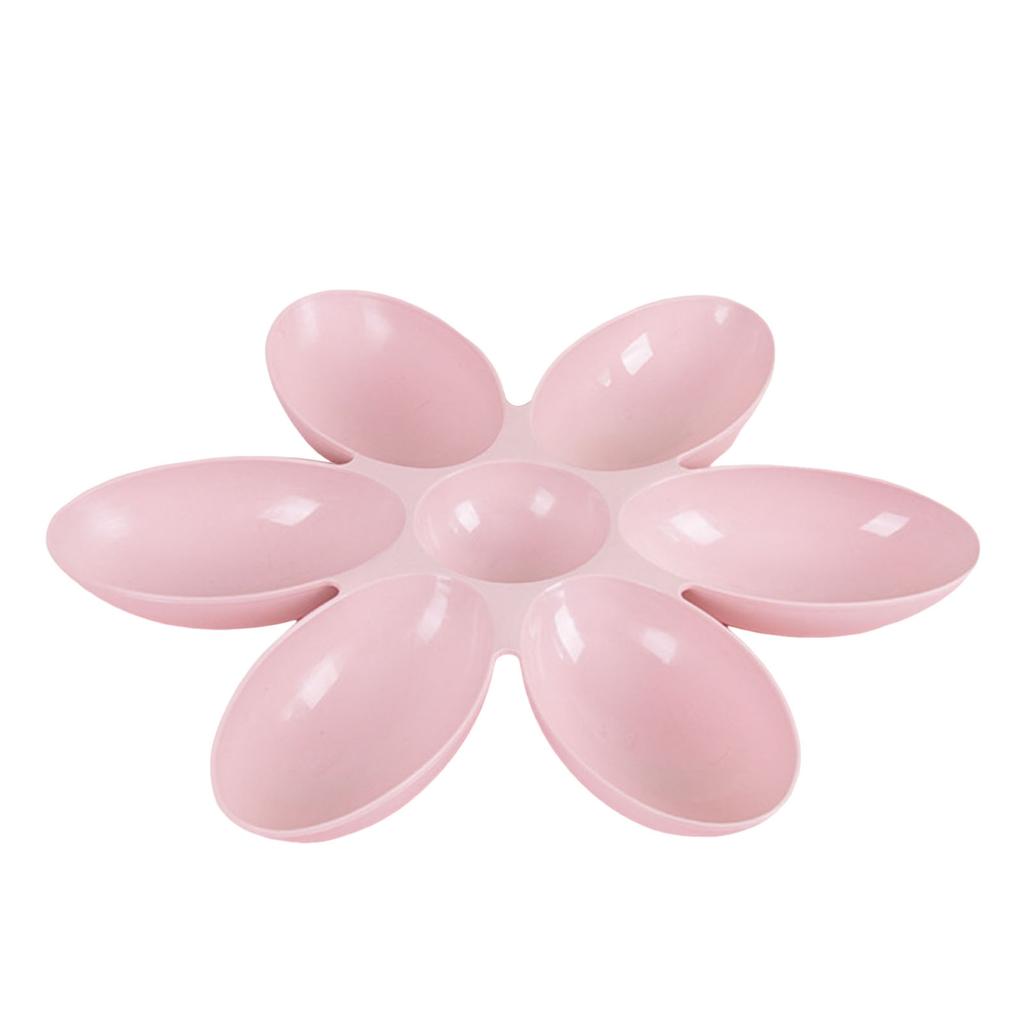 6 Grids Plastic Cat Food Bowl Flower Petal Shaped Multi Pet Food Bowls Non-Slip Reusable Cat Dishes for Indoor Kitten Puppy