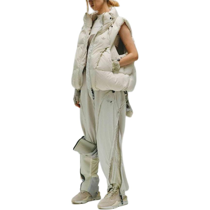 Adidas Originals X Hamcus Collaboration FW23 Solid Color Quilted Logo Drawstring Zipper Down Vest Unisex Vests White IU4839