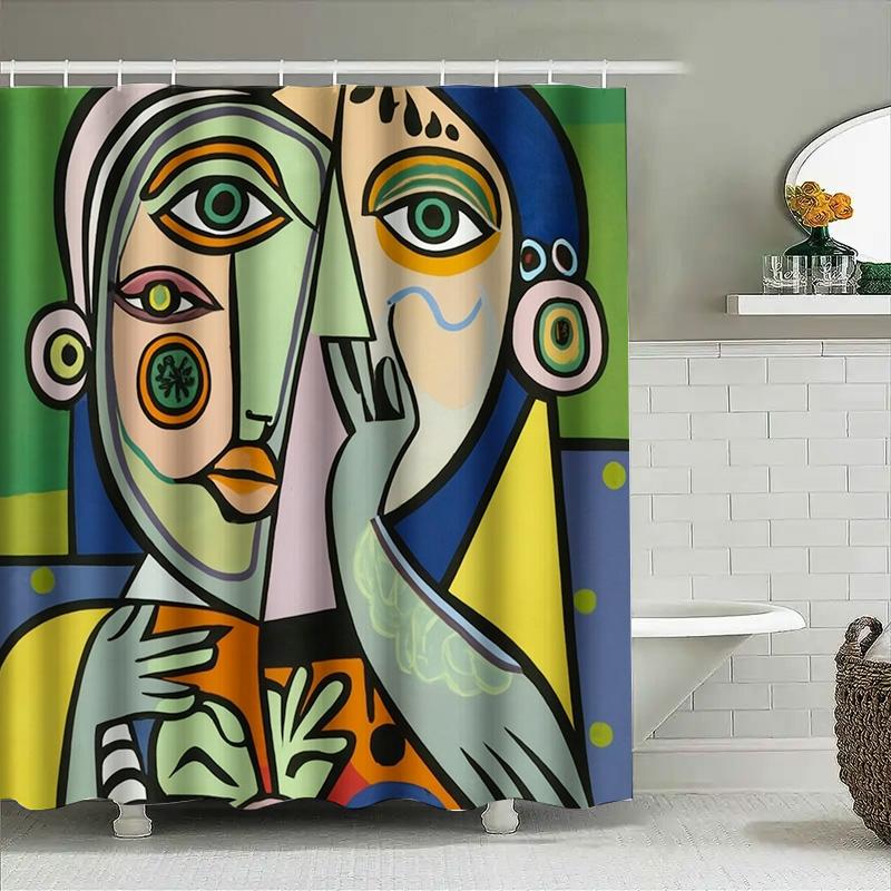 Colorful Bathroom Shower Curtain With Modern Art Design For Home Decor Green & Yellow Abstract Print Size: 72 X 84 Inches Aliexp