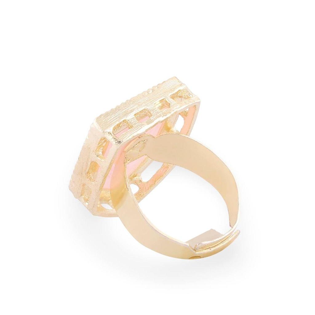 Rosa-grüne Steine, Perlen, Kundan-Choker-Halskette, Ohrringe und Ring-Set für Frauen