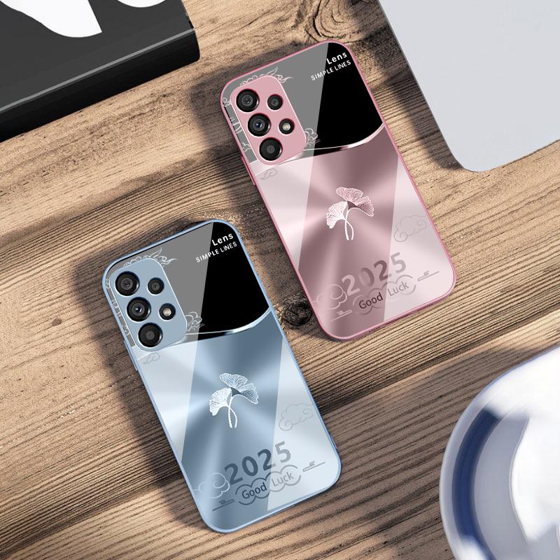 Radiant Ginkgo Leaves For Samsung Galaxy S10 4G S20 11E 30 S21 22 S24 Fe Pro S23 S25 Ultra 5G S9 Tempered Glass Phone Case