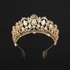 European Drop Green Red Crystal Tiaras Vintage Gold Color Rhinestone Pageant Crowns Comb Baroque Wedding Hair Accessories