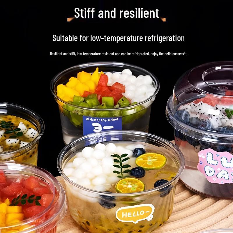 Disposable Ice Jelly Dessert Bowls with Lids