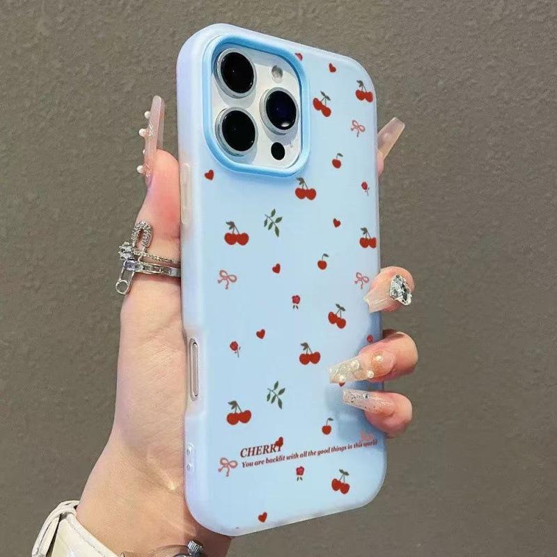 New Red Cherry Case for Apple iPhone 13Pro, 14, 15Pro, 16 & 17 - High-end Girly Niche Design