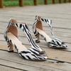 Side empty fish mouth leopard print zebra pattern high heel sandals sexy fashion large size stiletto sandals