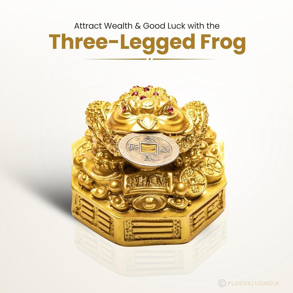 Plus Value Feng Shui Lucky Three Legged Money Frog with Coin In Mouth Toad Good Luck, Wealth, Prosperity, Success, Happiness, Positivity