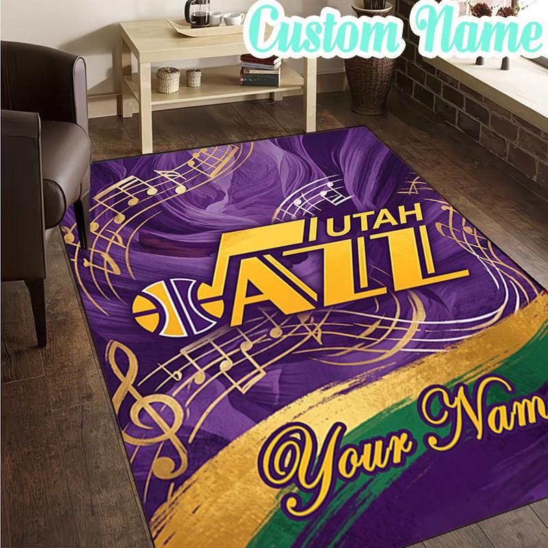Custom Name Jazz Basketball Team Rug, Office Rug, Chair Rug, Carpet for Living Rooms, Doormat Game Rug Home Decor Christmas Gifts