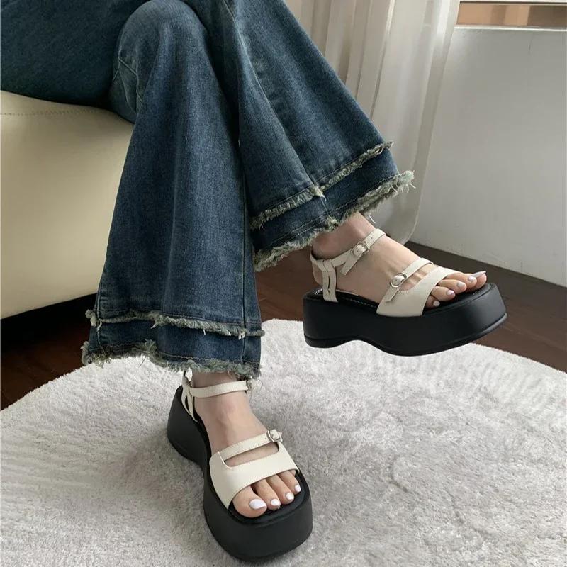 2026 Summer Gladiator Platform Women Sandals Fashion Elegant Open Toe Shoes Ladies Outdoor Dress Platform Flats Sandalias