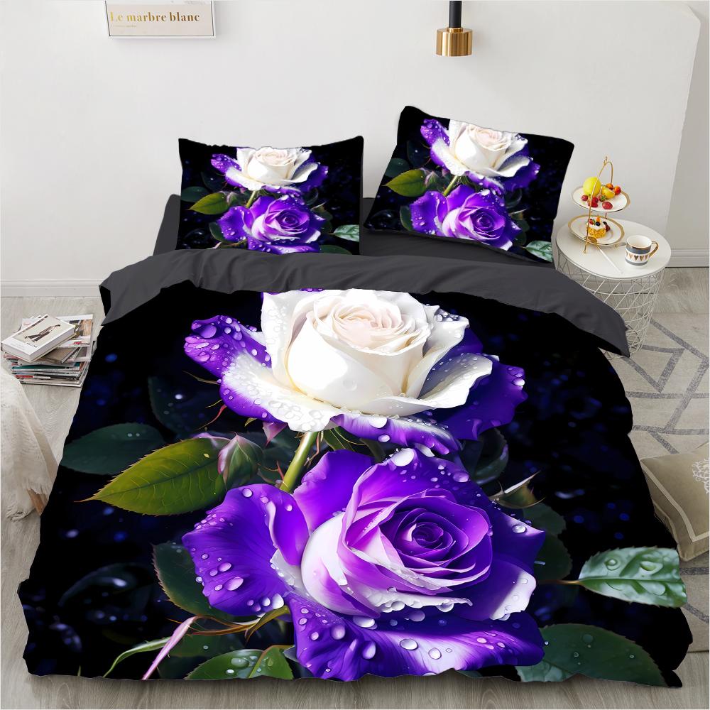 

Домашня Роза 3D Друкований Візерунок 3шт Односпальний Двоспальний Квін Підковдра Наволочка Постільна Білизна DE 135x200cm