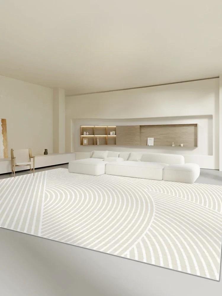 Living Room Oversized Carpet White Lines Bedroom Carpets Minimalist Stripes Home Rug Fluff Non-slip Machine Washable Rugs Tapete