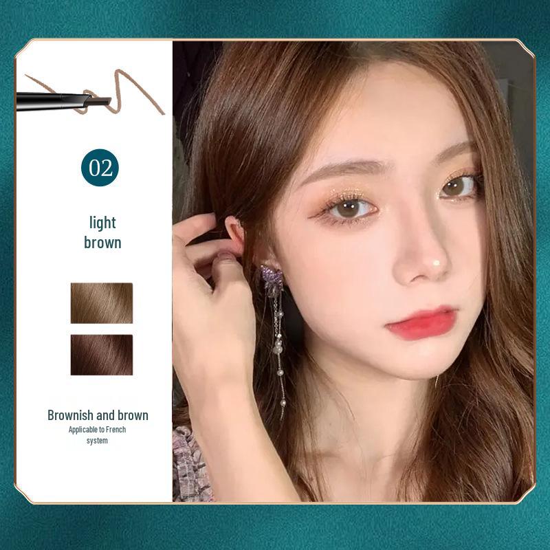 Dual-end Ultra-Fine Eyebrow Pencil: Waterproof, Smudge-proof, Sweat-proof with Small Triangle Tip for Defined Strokes - Natural Look.