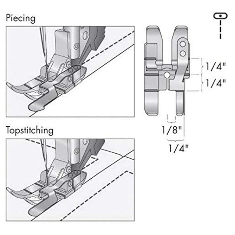 3pcs 1/4 Inch Quilting Patchwork Presser Foot, Stitch In Ditch Foot and Non-Stick Zigzag Foot For Brother Singer Sewing