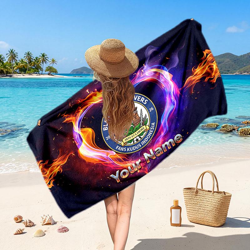 Blackburn Rovers FC Custom Beach Towel, Personalized Name Text Print, Football Logo Soft Quick‑Dry Towel Holiday Gift