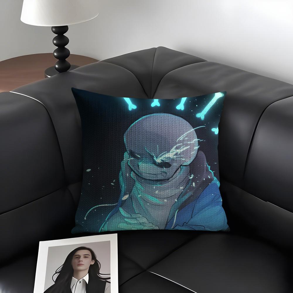 U-Undertale Game Cushion Cover Natural Linen Organic Fabric Double-Sided Printing Sofa Home Decor Gift Pillow Case