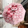 1pc Fox Cherry Blossoms Automatic Folding Umbrella 8 Rib Iron Frame,  Suitable for Travel, Daily Use, Birthday, Women & Men Gift c1231063