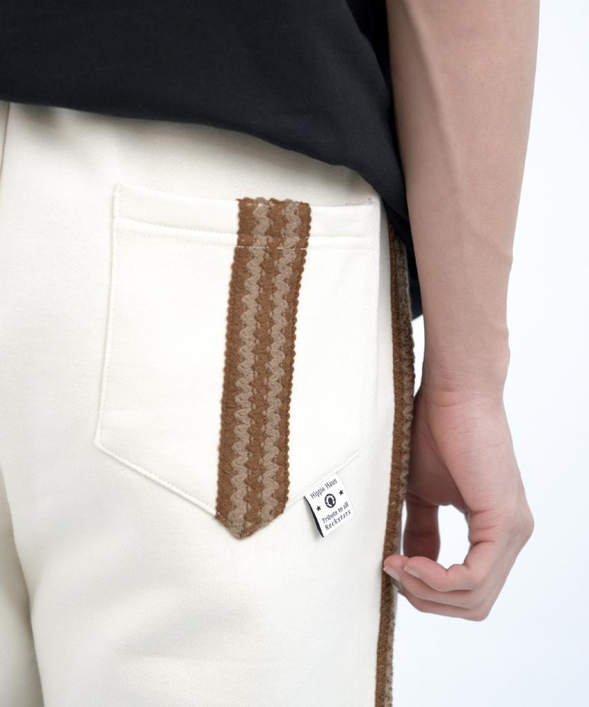 Hipihauseu Brushed Straight Sweatpants W.Tape Ivory