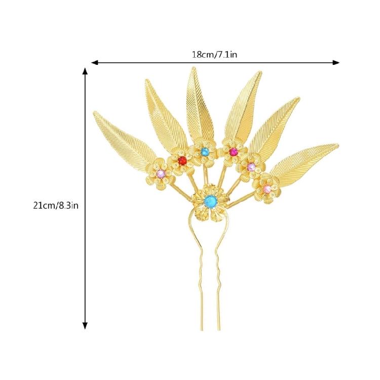 Carvings Hair Stick Colorful Crystal Hairpiece with Sparkling Crystal for Evening Dinner Wear Photo Props
