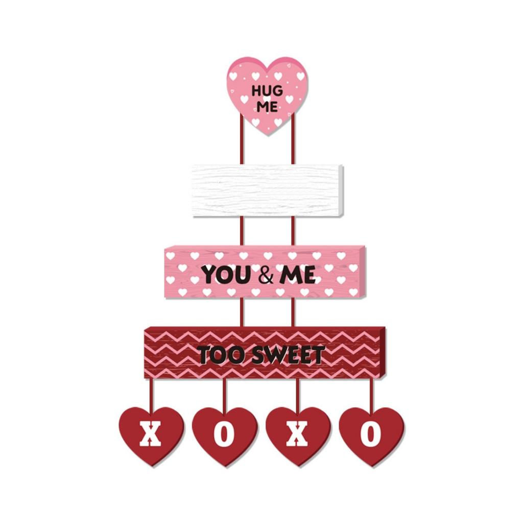 Valentine's Day Hanging Decor, Happy Valentine's Love Mine Word Door Hanger Sign Wall Plaque Ornaments For Anniversary Wedding Party Window Door Por