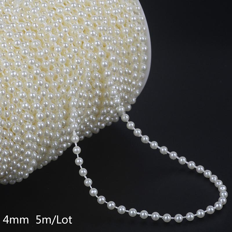 5M/Lot Mini Imitation Pearl Beads Chain 4/5/6mm Garland Pearl Beads For Wedding Party Decor Bridal Bouquet Chandelier DIY TMZ