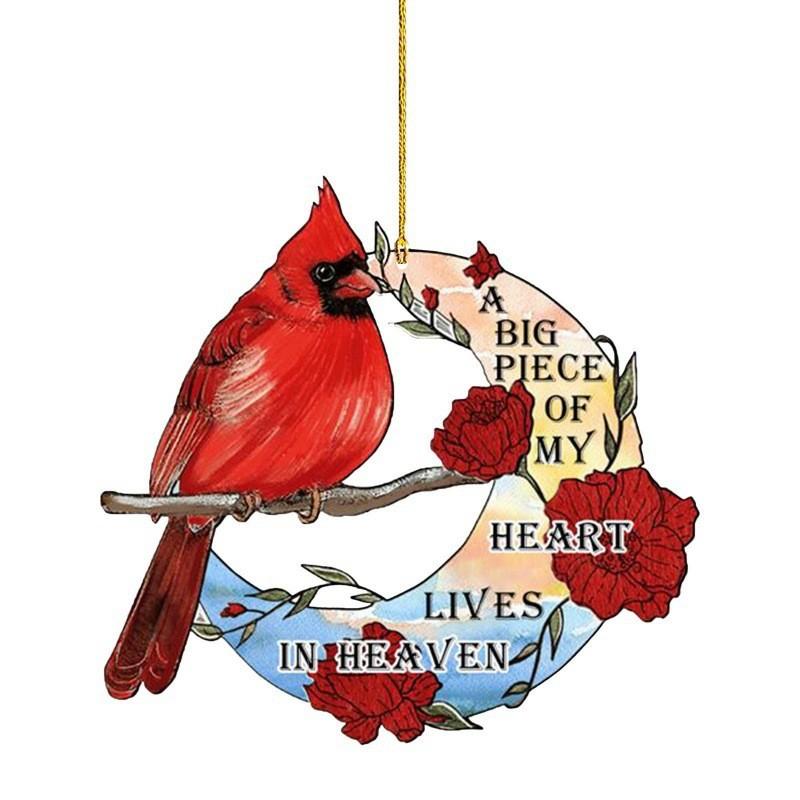 Acrylic Red Charming Bird Vehicle Hanging Decoration Fun Holiday Ornament For Car 78