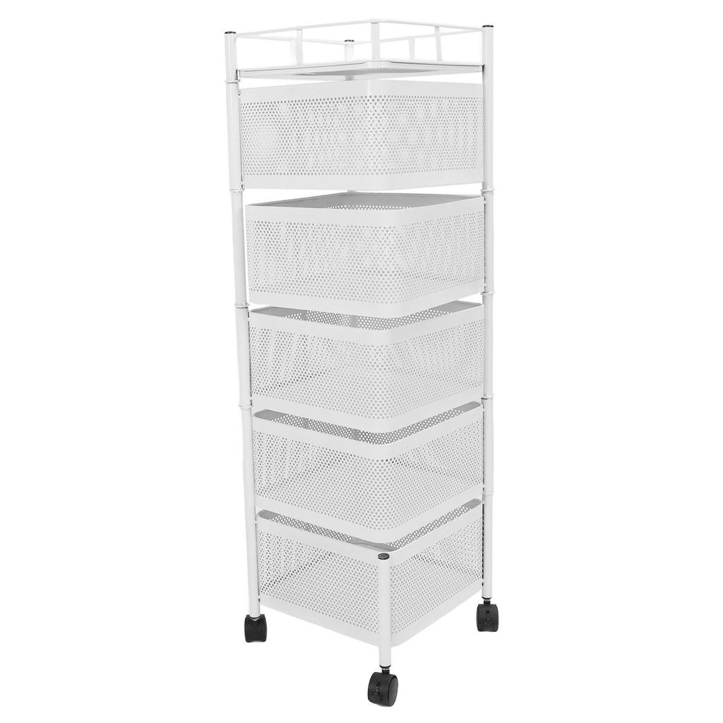 Raft de Depozitare Rotativ Oțel Carbon Organizator Coș Plasă Rotativ cu Roți pentru Fructe Legume