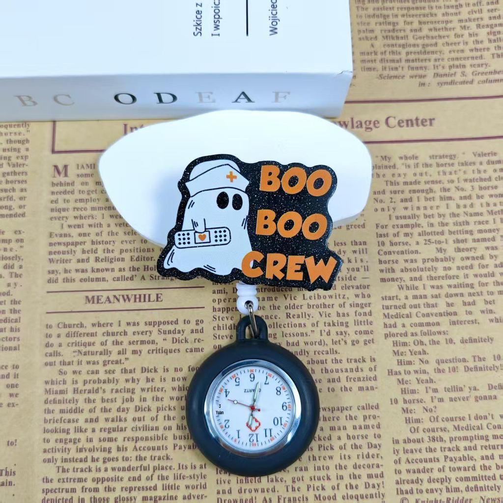 Shiny Cartoon Nurse & Doctor Badge Reel with Retractable PVC Pocket Watch Clip