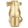 Allegra K Women's Ankle Strap Sandals with Block Low Heels, Gold, Size 26.0 cm