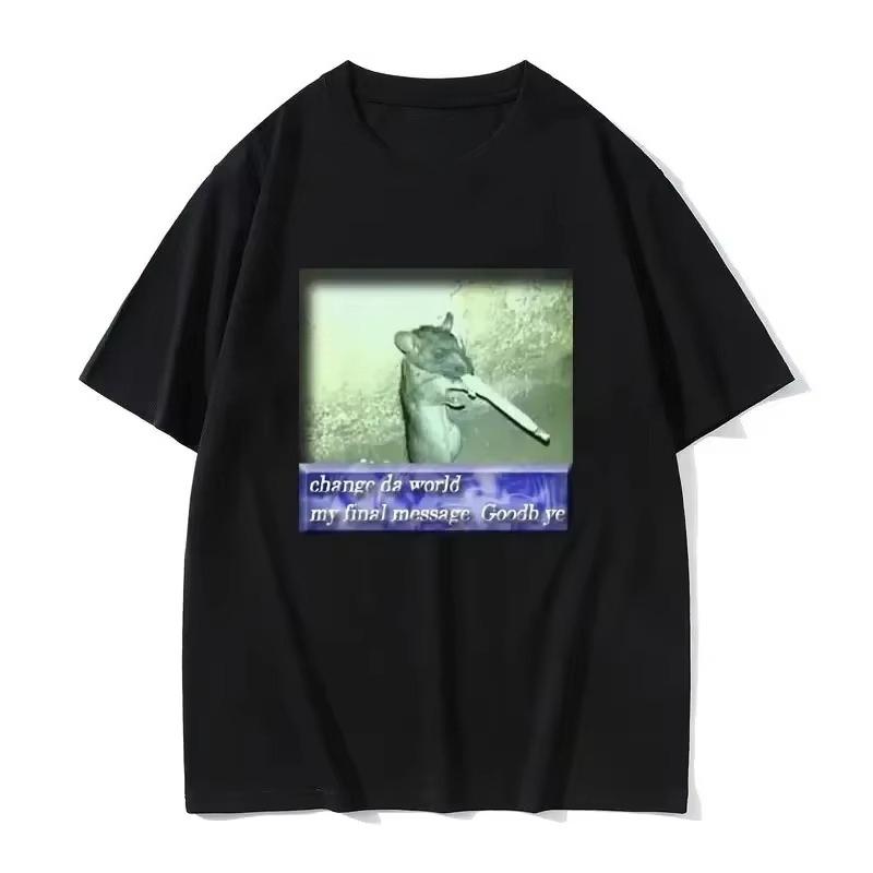 

New Arrival Mens Tee Shirts T-Shirts Men Women Tshirts for Men Change Da World My Final Message Goodb Ye Fun Mouse Meme Pattern S