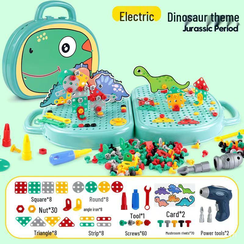 Kinder Dinosaurier Reparaturset mit elektrischem Schraubenzieher und Puzzleteilen