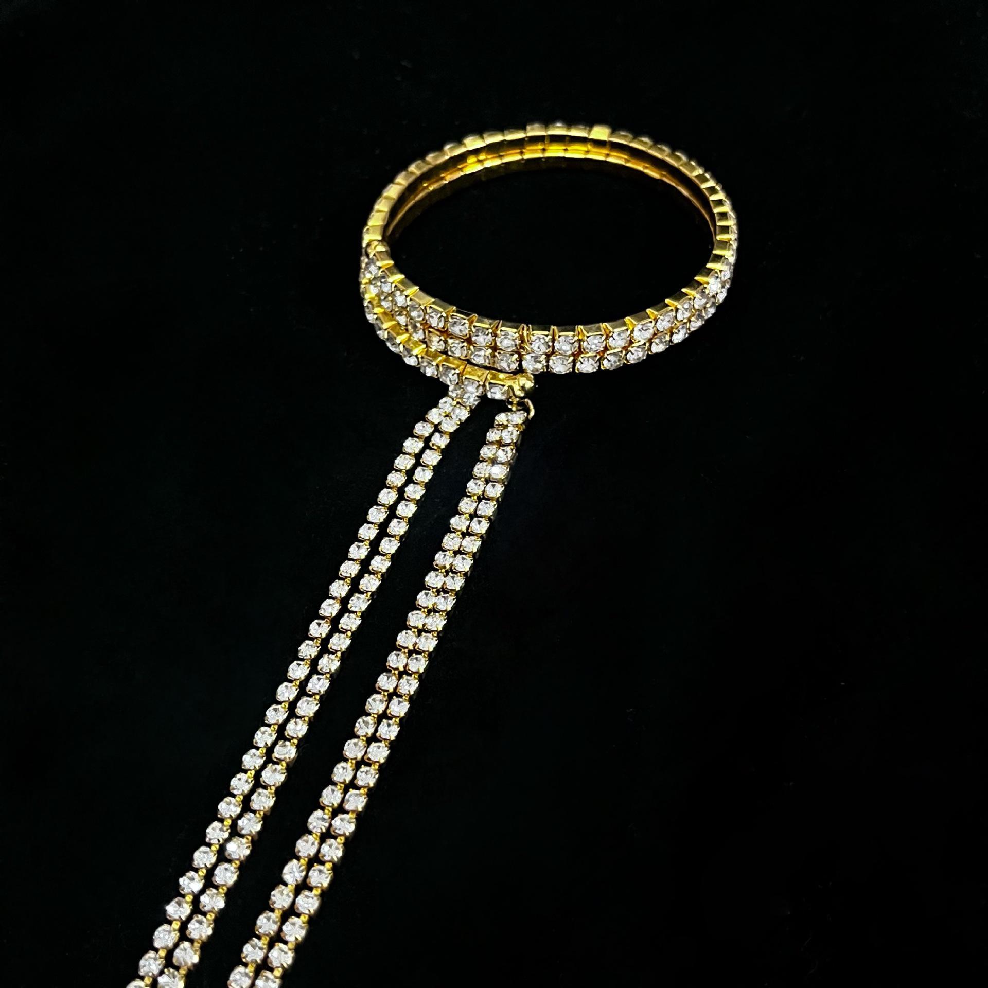 Personality Rhinestone Bracelet: European & American Style, Simple Fashion Tassel Pendant Arm Chain