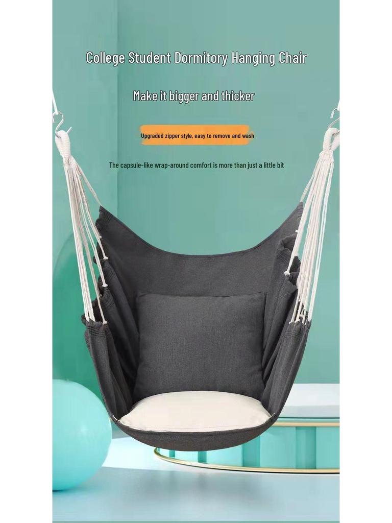 Canvas Hanging Chair: Thickened Indoor/Outdoor Dorm Swing for College Students & Kids
