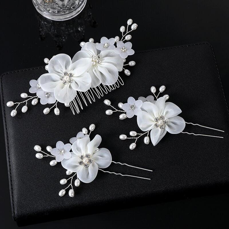

Fashion Bridal Headdress Flower Hair Comb Hairpin Set Handmade Bride Hair Accessories For Women Wedding Party Hairclips Gifts