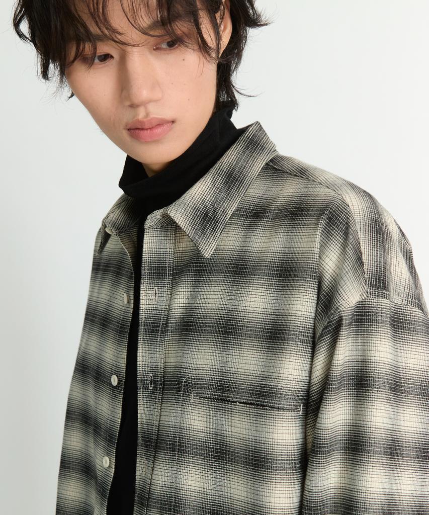 NONBLANK Flannel Ombre Check Shirt_Ivory