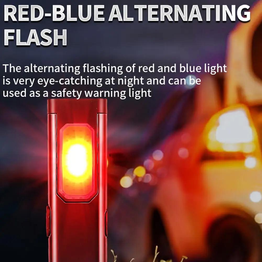 Tragbare EDC Taschenlampe mit Rückenclip 500 Lumen USB Wiederaufladbare LED Taschenlampe Wasserdichte LED COB Arbeitsleuchte für Camping Notfall