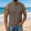 Men's Summer -Weave Vest: Lightweight, Sleeveless, Stand-Up Collar Top