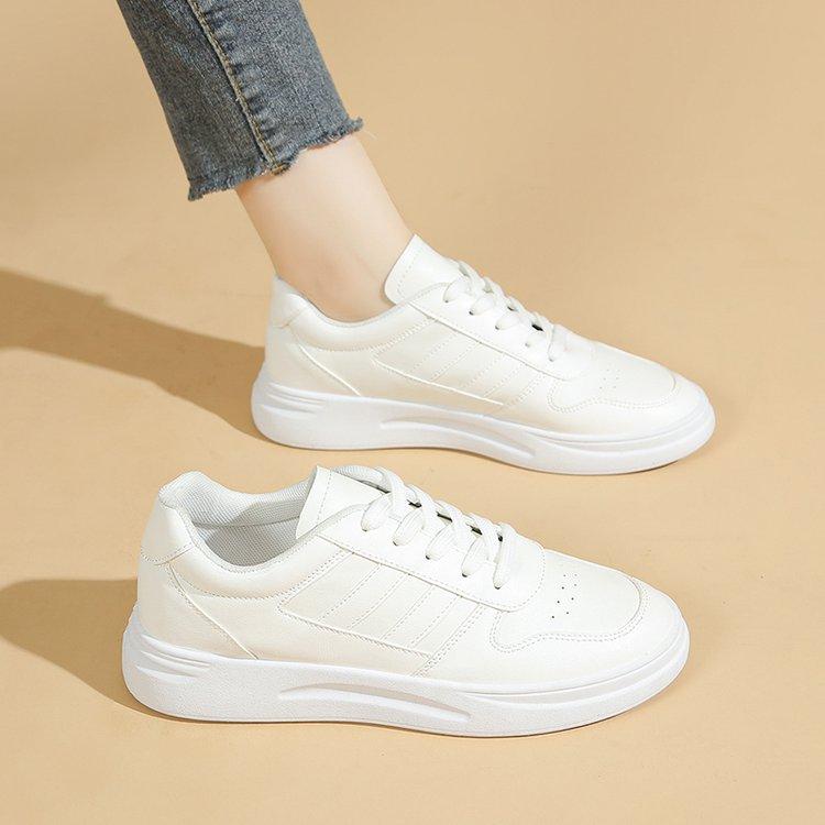 Little White Shoes New Thick-soled Heightening Low-top Casual Sports Shoes Round Head Lace-up Student Board Shoes Women
