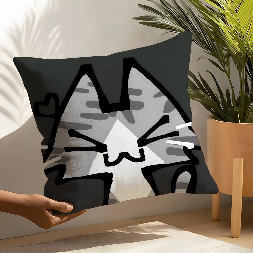 Funny Cat Thinking Network Pattern Pillow Case Home Living Room Decoration Linen Pillowcover Pillow Cases Cushion Cover