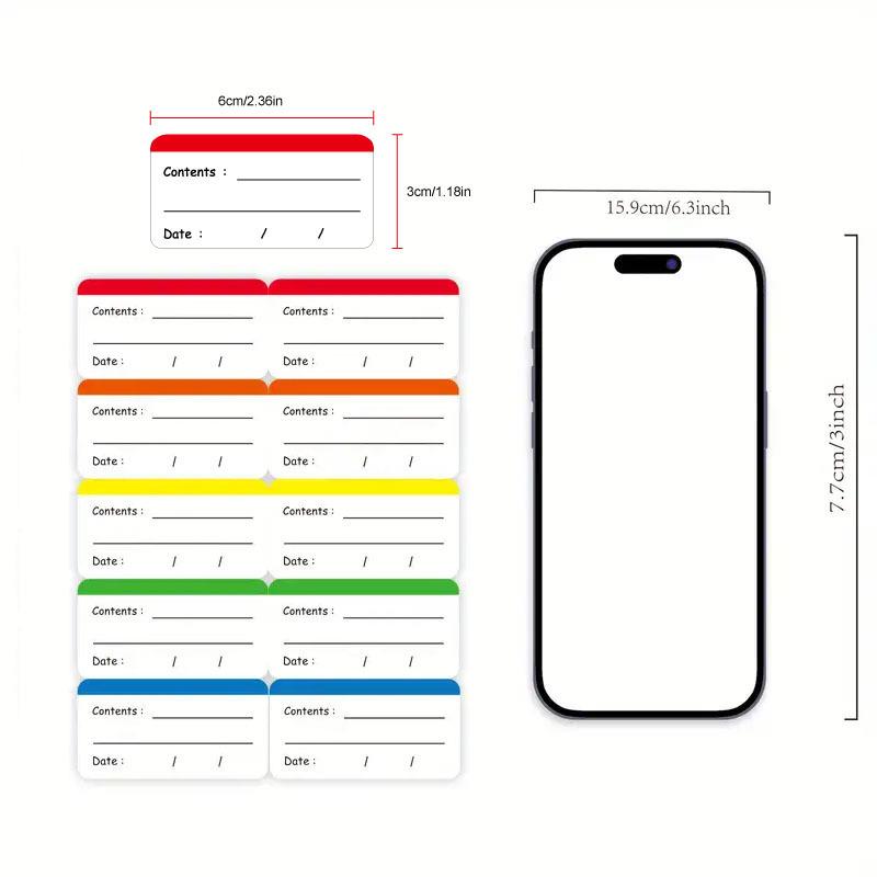 100 Etichete Colorate pentru Depozitarea Alimentelor pentru Frigider și Autocolante pentru Recipiente