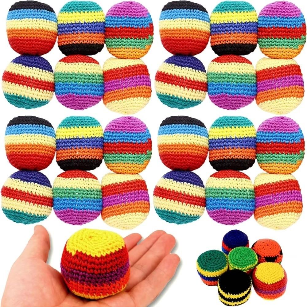 1/3/6/12Pcs Geometric Pattern Foot Bag Crochet Balls Durable Crochet Kick Sack Children
