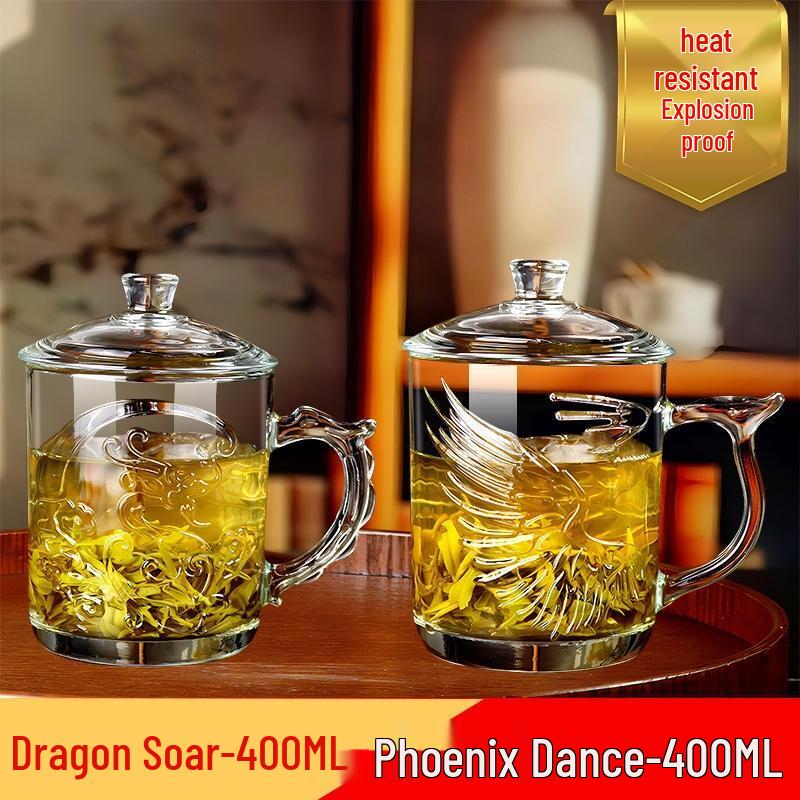 Стеклянная кружка для чая HANDUNYOU с крышкой и ручкой