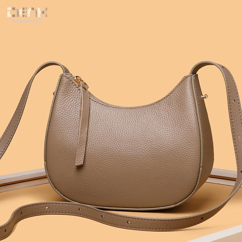 Genuine Leather Women's Bag Trendy Fashionable and High-end Underarm Bag Cowhide Single-shoulder Crossbody Bag