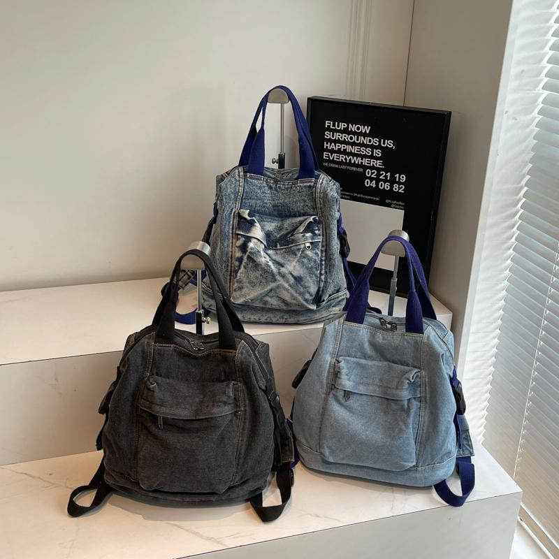 Jeans-Rucksack Damen Kleiner Rucksack Studenten-Schultasche Multifunktionale Handtasche