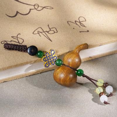 Key Charms Sandalwood Gourd Keychain Chinese Style Gourd Car Keychain  Decoration