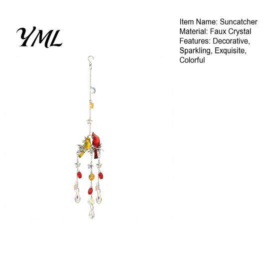 Birthday Gift for Decor Lover Cardinals Faux Crystals Suncatcher, Hanging Sun Catcher Windows, Bird Wind Crystal Suncatcher Windows Chimes with Chain,