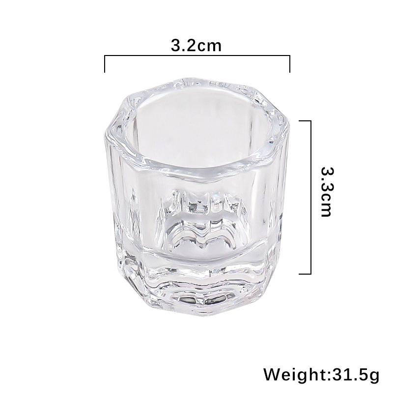 1pcs Crystal Glass Liquid Ink Holder Nail Art Cup Small Octagonal Powder Pigment Nail Brush Cleaning Bowl Cups Toning Makup Tool