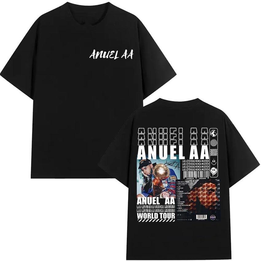 Rapper Anuel AA Real Hasta La Muerte Tour 2026 Summer New Album TShirt Hip Hop Gothic TShirt Short Sleeve TShirt