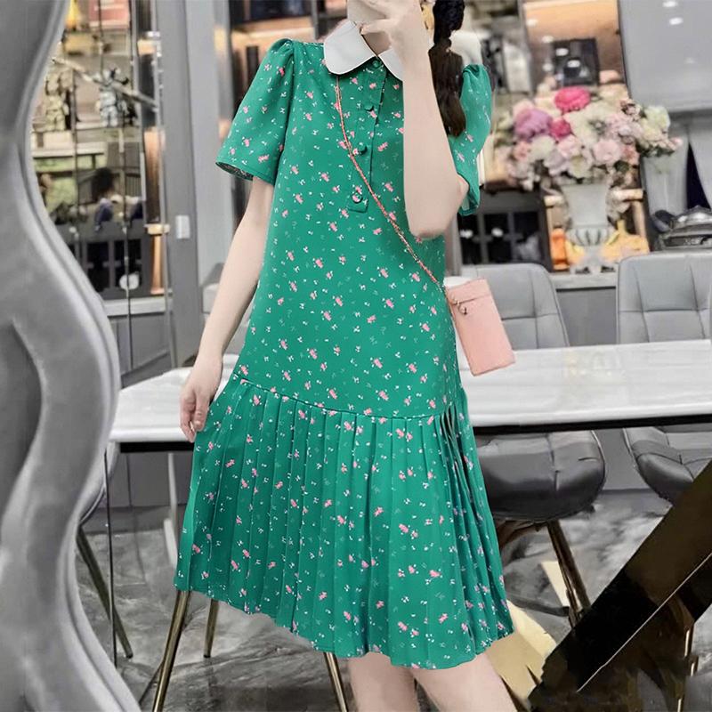 

ZANZEA Женское летнее повседневное платье с отложным воротником, коротким рукавом и принтом 2XL зелёный