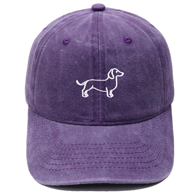 New cartoon cute puppy embroidered baseball cap washed retro simple men's and women's casual versatile sunshade cap