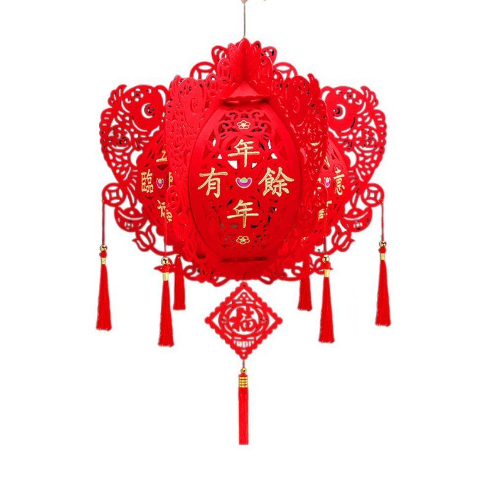 Lint/Gold Foil Spring Festival Red Lantern 3D Spring Festival Hanging Pendant  Party