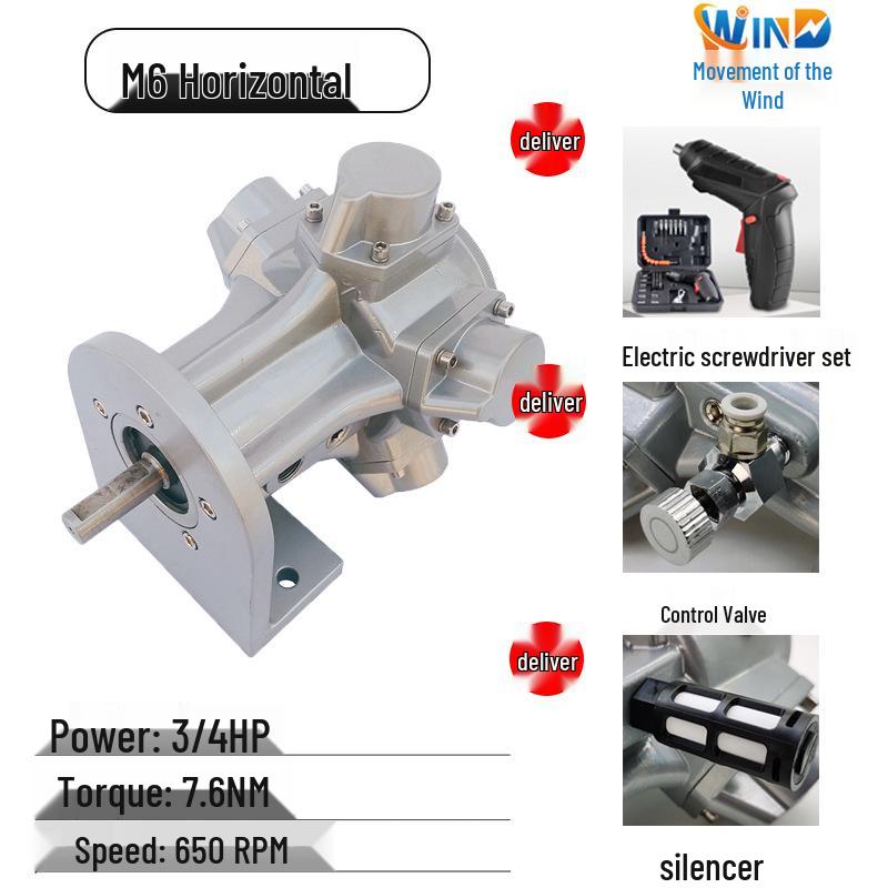 Piston Pneumatic Motor M1-M7-F-L-IEC with Forward/Reverse & Stepless Speed Regulation, Explosion-Proof Safety.